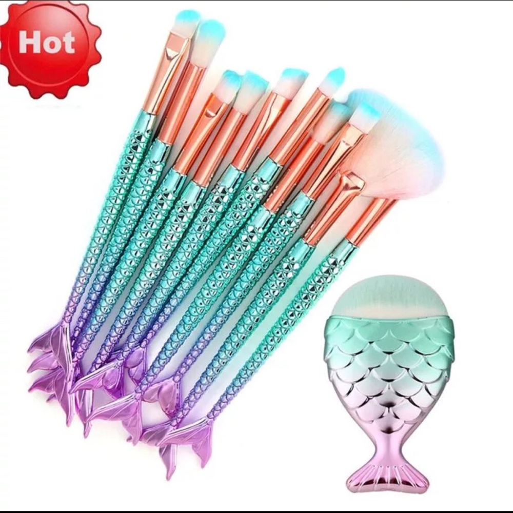Mermaid 11PCS Makeup Brushes - Picture 4 of 4